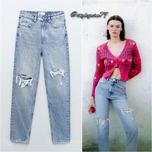 NWT, ZARA, Classic Mom Fit High Rise Ankle Jeans